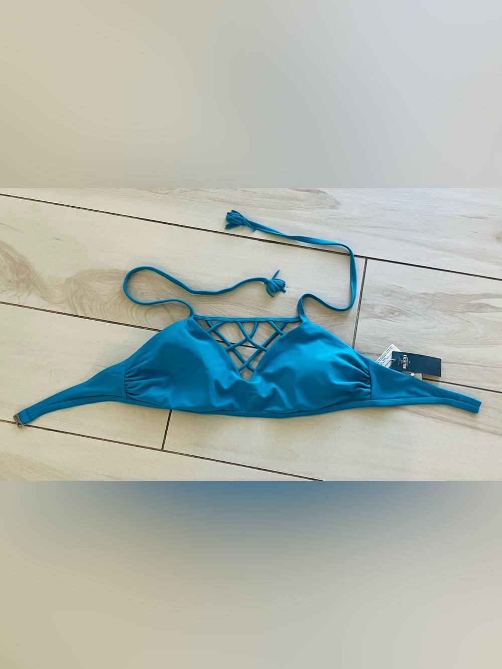 Hollister Reversible Teal/blue  Strappy Bikini Top Only Women Sz. XL